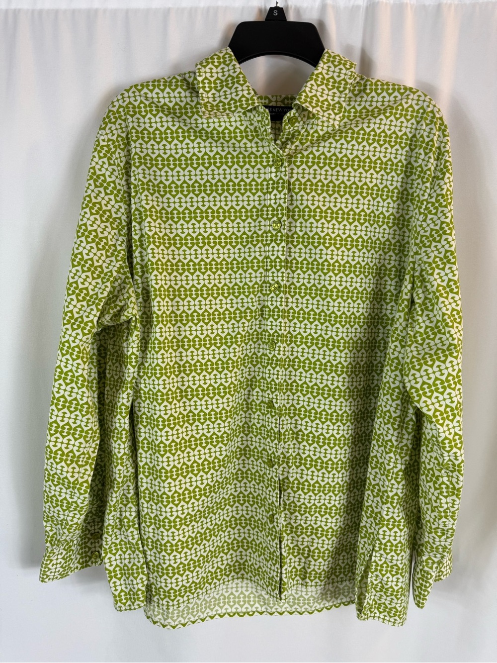 Jones New York Lime Green Patterned Button-Down Shirt
